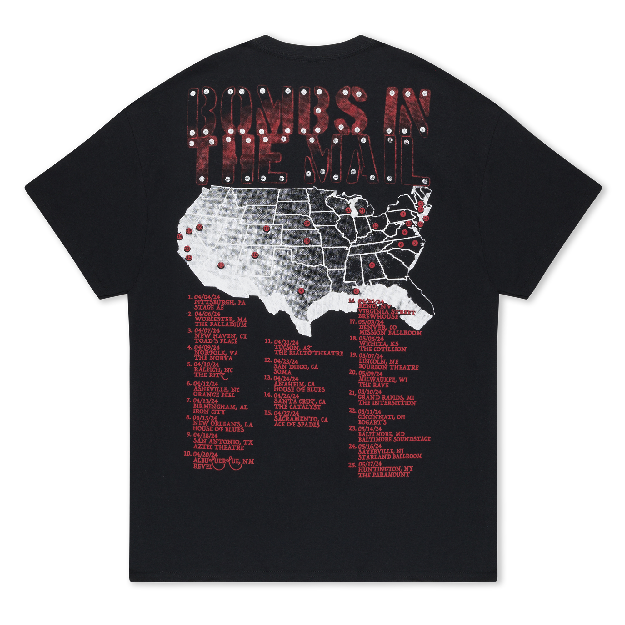 BOMBS IN THE MAIL TOUR C4 TEE – City Morgue | Official Store