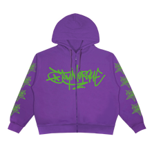Load image into Gallery viewer, GRAFFITI WASHED ZIP HOODIE (PURPLE)
