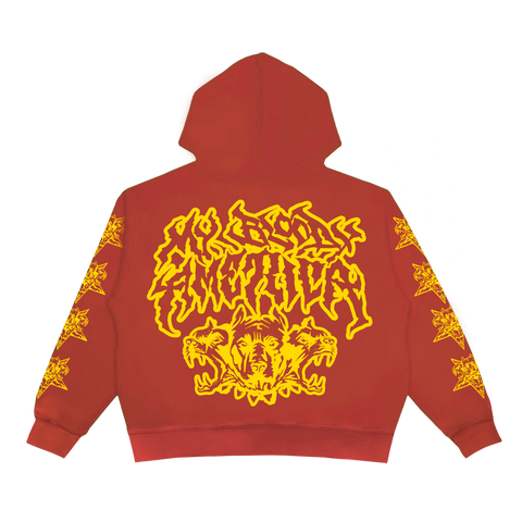 GRAFFITI WASHED ZIP HOODIE (RED)